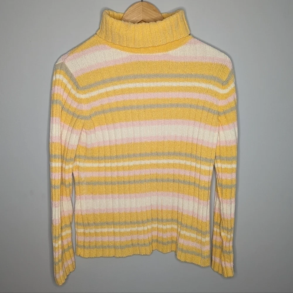 Y2K Classic Elements Striped Turtleneck Easter Sweater womans medium (10/12)